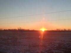 Sonnenaufgang zwischen Deerfield und Lakin in Kansas