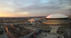 Aussicht vom 21. Stock des Hyatt Regency über den Superdome und das morgendliche New Orleans