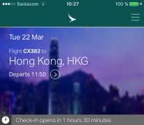 Ankündigung Flug mit Cathay Pacific nach Hongkong