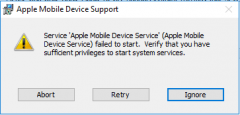 Error message while installing tethering support for iPhone on Windows