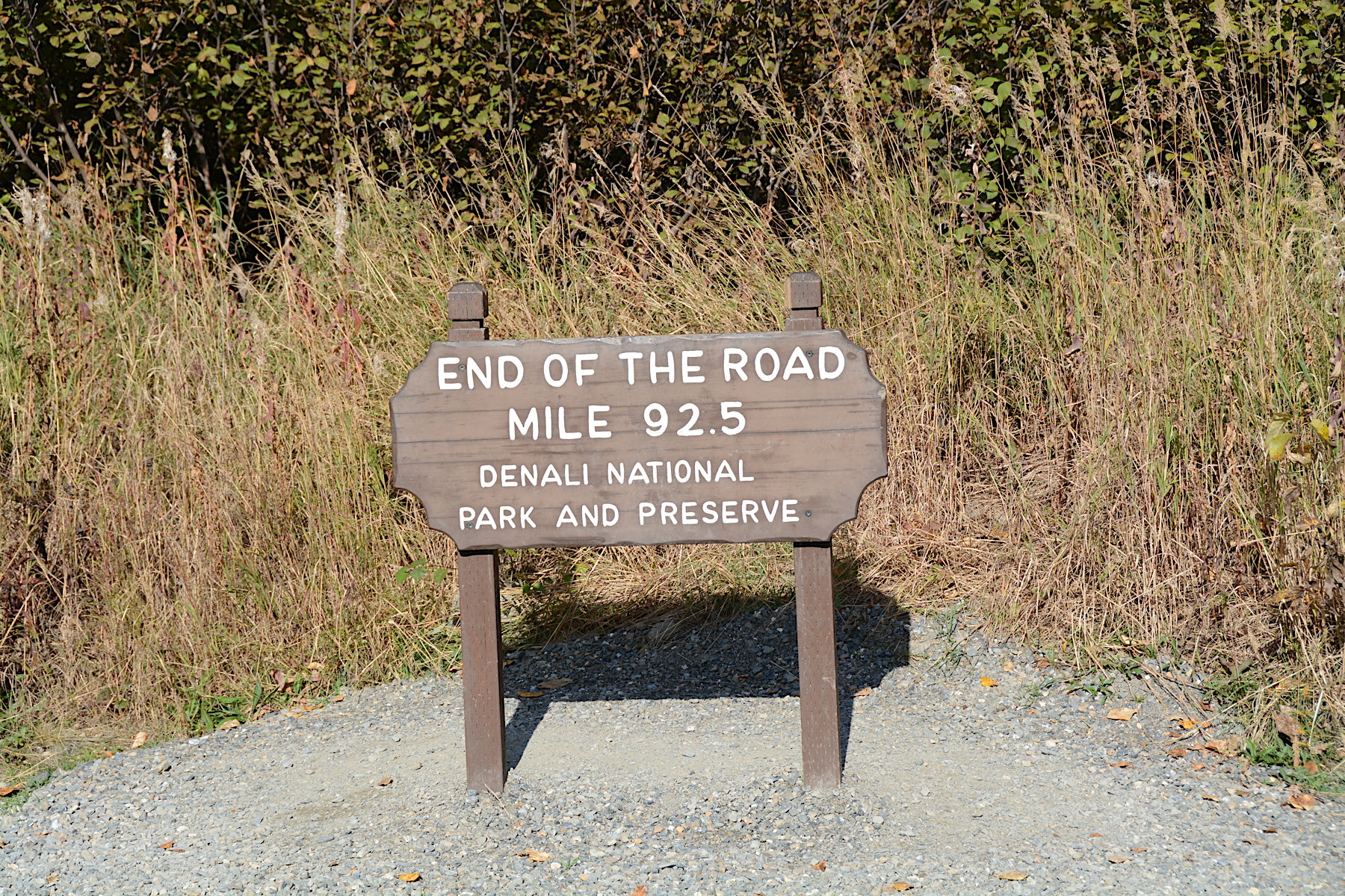 Strassenschild am «End of the Road» der Strasse durch den Denali Nationalpark