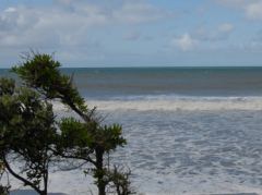 Schwarzer Sand am Kai Iwi Beach in Wanganui