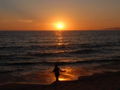 Sonnenuntergang am Dockweiler Beach in Los Angeles