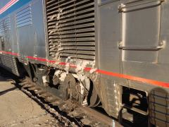 Eis am Wagen des Southwest Chief in La Junta, Colorado