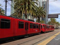 Bahnhof San Diego, abgestelltes Tram des MTS