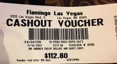 Auszahlungsbeleg Casino Flamingo Las Vegas