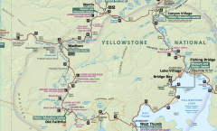 Ausschnitt der Karte mit dem südlichen Loop des Yellowstone Nationalparks