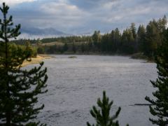 Feine Nebelschwaden liegen noch über dem Madison River beim Westeingang des Yellowstone Nationalparks