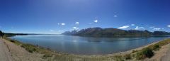 Panorama-Bild vom Jackson Lake mit der Teton Range im Hintergrund