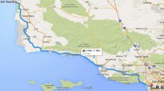 Kartenausschnitt der Route von Pismo Beach nach LAX