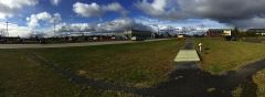 Panoramasicht auf einen Teil von Inuvik vom Visitor-Center aus.