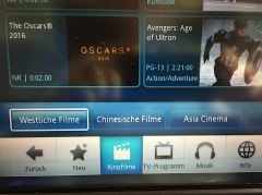 Filmangebot auf CX382 der Cathay Pacific