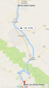 Eisenbahnstrecke Paso Robles - San Luis Obispo im Vergleich daneben der (deutlich kürzere) Highway 101