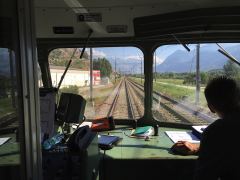 Ausblick auf die Strecke aus dem Führerstand des RAe TEE II 1053