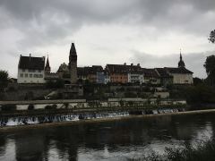 Blick von der Reuss auf die Altstadt von Bremgarten, AG