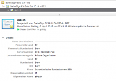 SSL-Zertifikat der SBB-Webseite, abgerufen am 06.08.2017