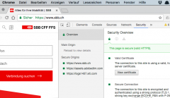 Beispiel Anzeige Entwicklermodus Chrome/Mac mit SBB Webseite