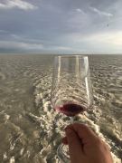 Weinglas vor dem Neusiedlersee
