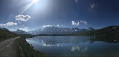 Panoramabild über dem Tannensee mit Graustock, Titlis, Reissend Nollen, Wendenstöcke, Mähren und so weiter