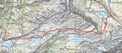 Kartenausschnitt SchweizMobil mit der Etappe Trüebsee-Jochpass-Tannalp-Melchsee-Frutt
