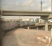 Der «California Zephyr» bei der Einfahrt in den Bahnhof Denver über ein Gleisdreieck