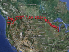 Übersicht Amtrak Empire Builder Streckenführung auf Google Maps