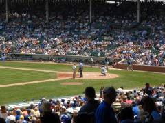 Blick auf das Spielfeld im Wrigley Park Stadion in Chicago