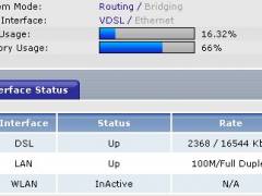 VDSL-Statusseite des Routers